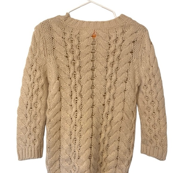 Joe Fresh Cable Knit Sweater Chunky XS Cream Beige Cozy Preppy  3/4 Sleeve - Picture 6 of 6